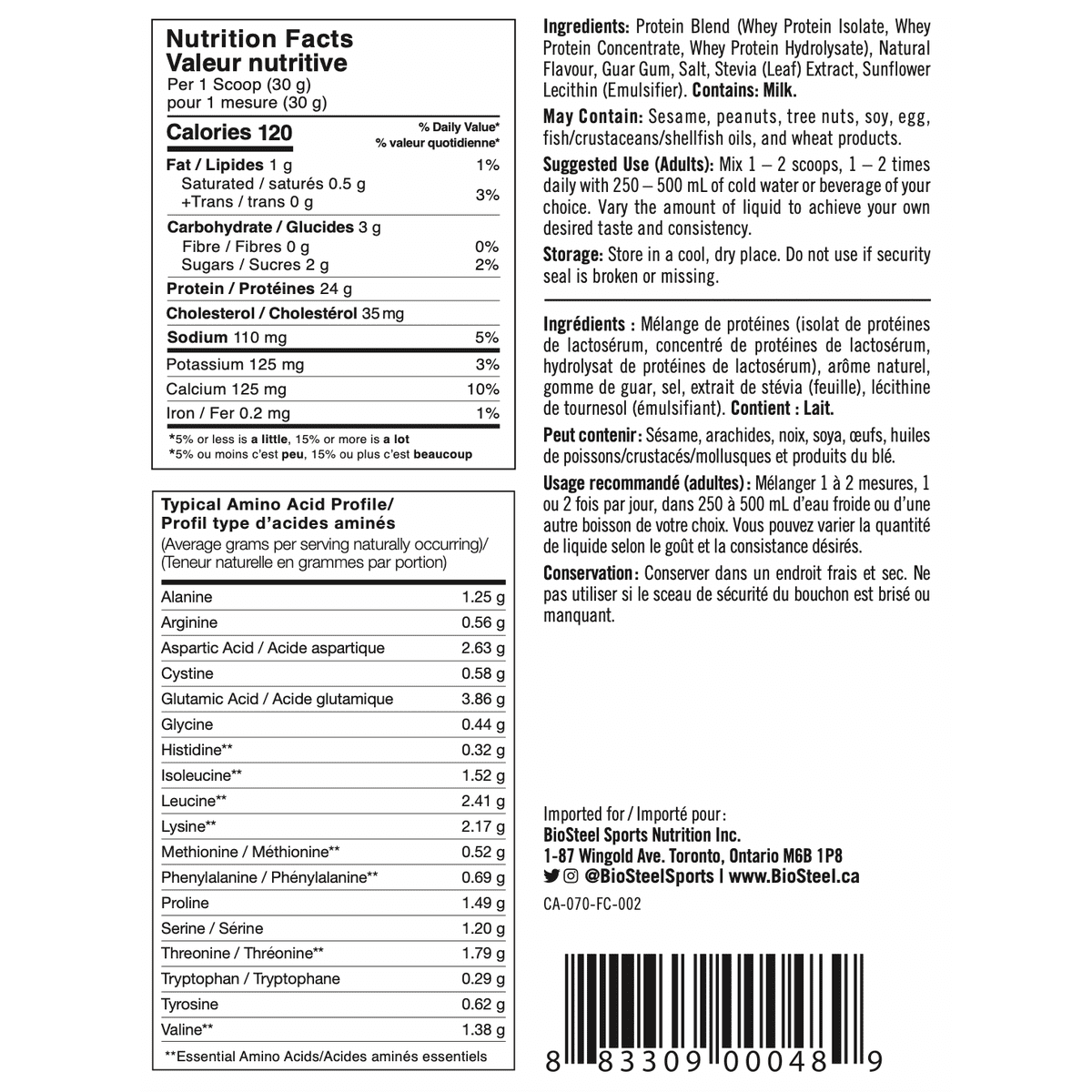100% Whey Protein Fruity Cereal BioSteel Sports Nutrition Inc.