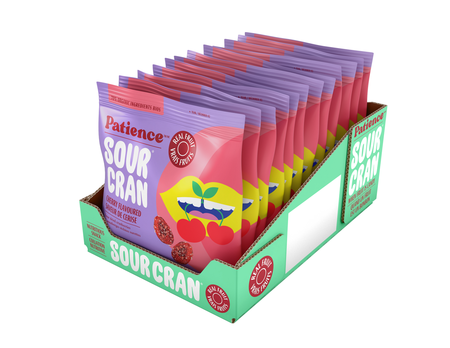 SourCran Flavoured Sour Dried Cranberries  Patience Fruit & Co. 60g Cherry