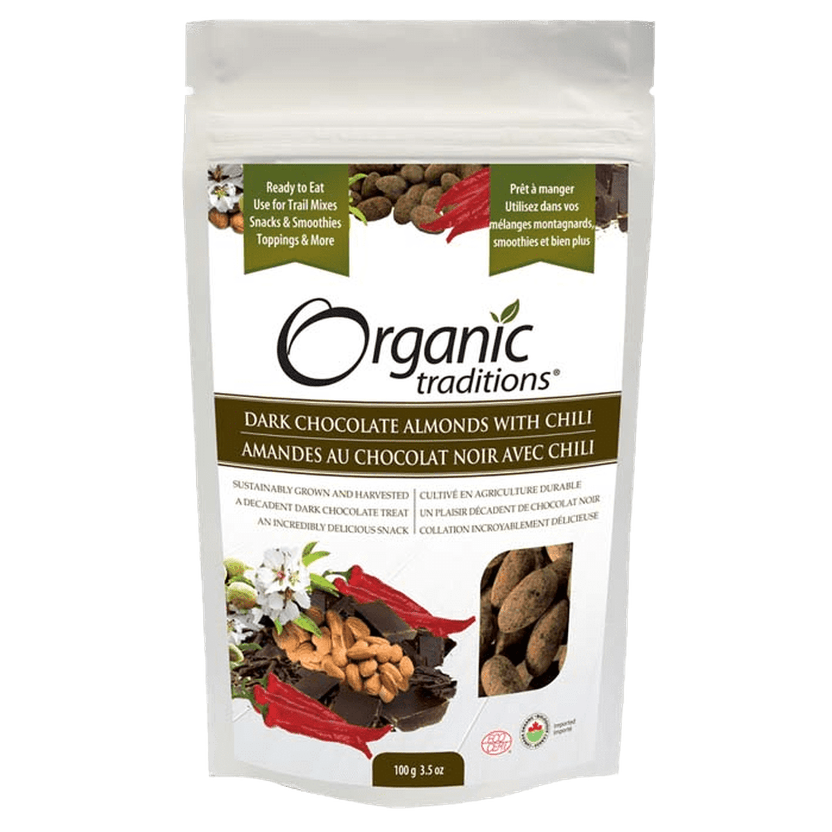 Almonds, Dark Chocolate With Chili  Organic Traditions 100g