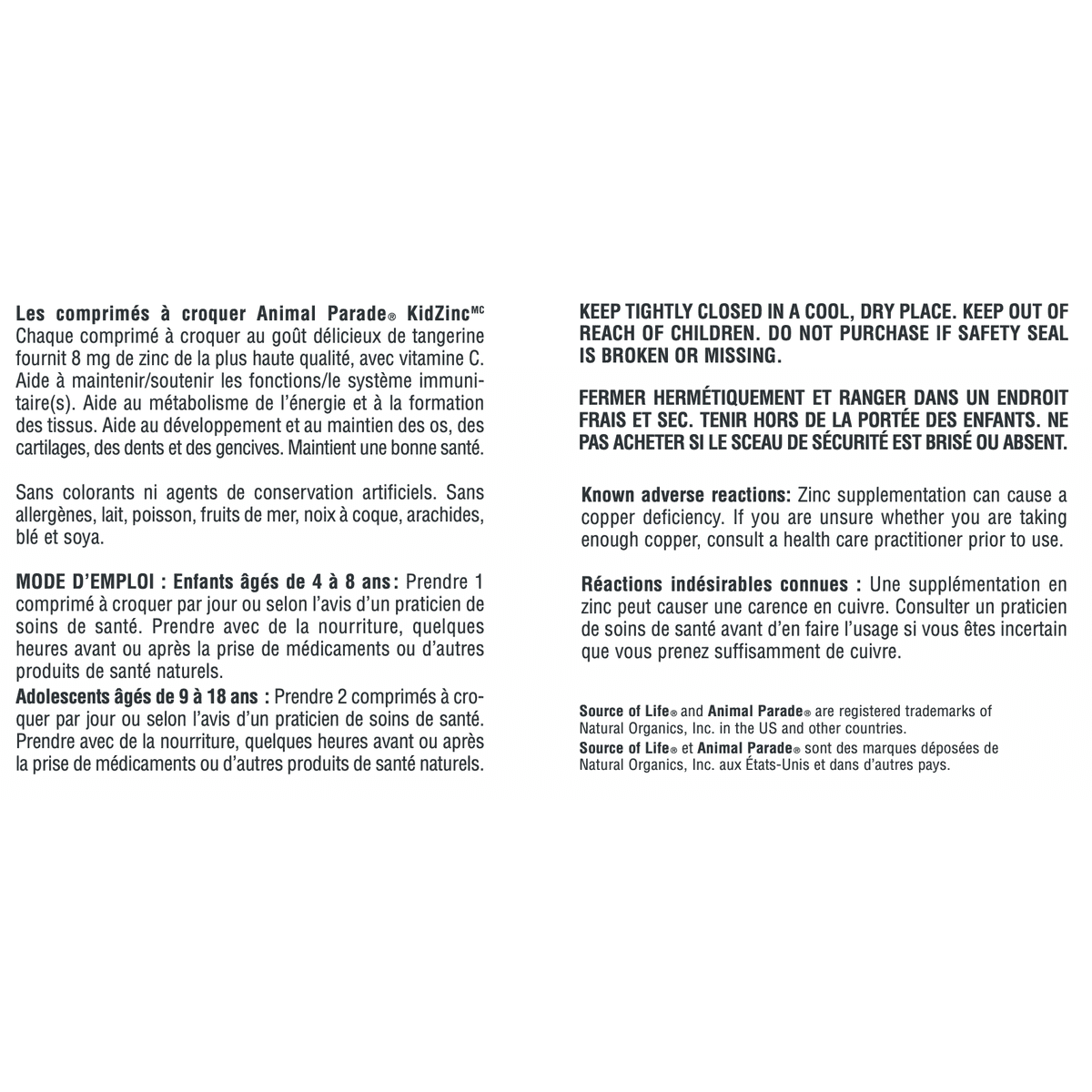 Animal Parade KidZinc, Tangerine  Natures Plus