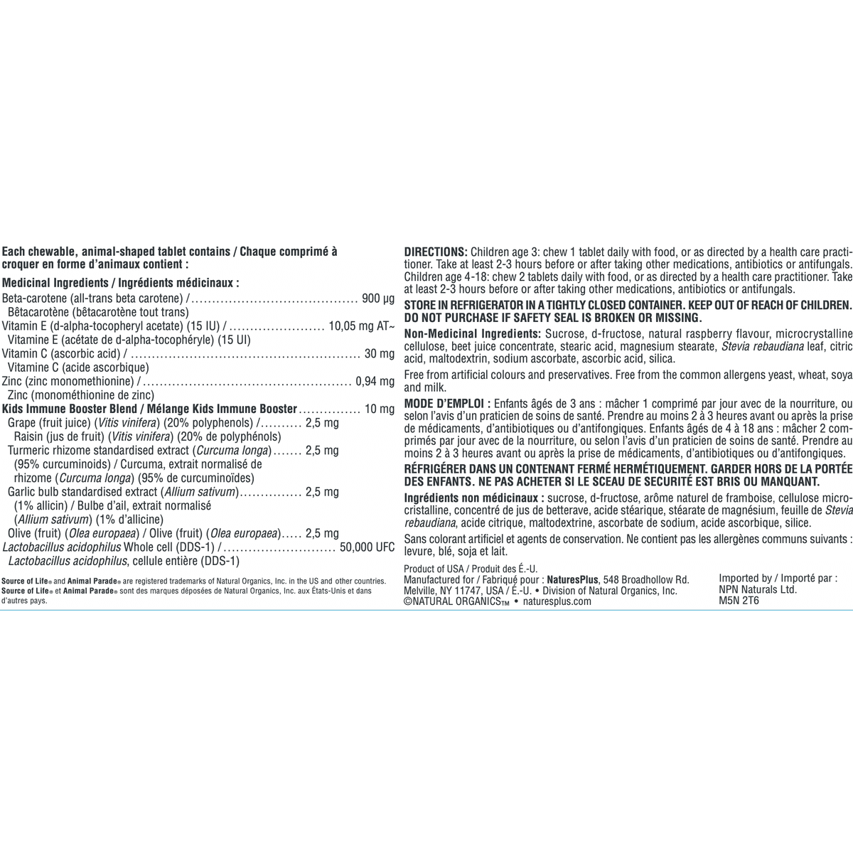 Animal Parade Kids Immune Booster  Natures Plus