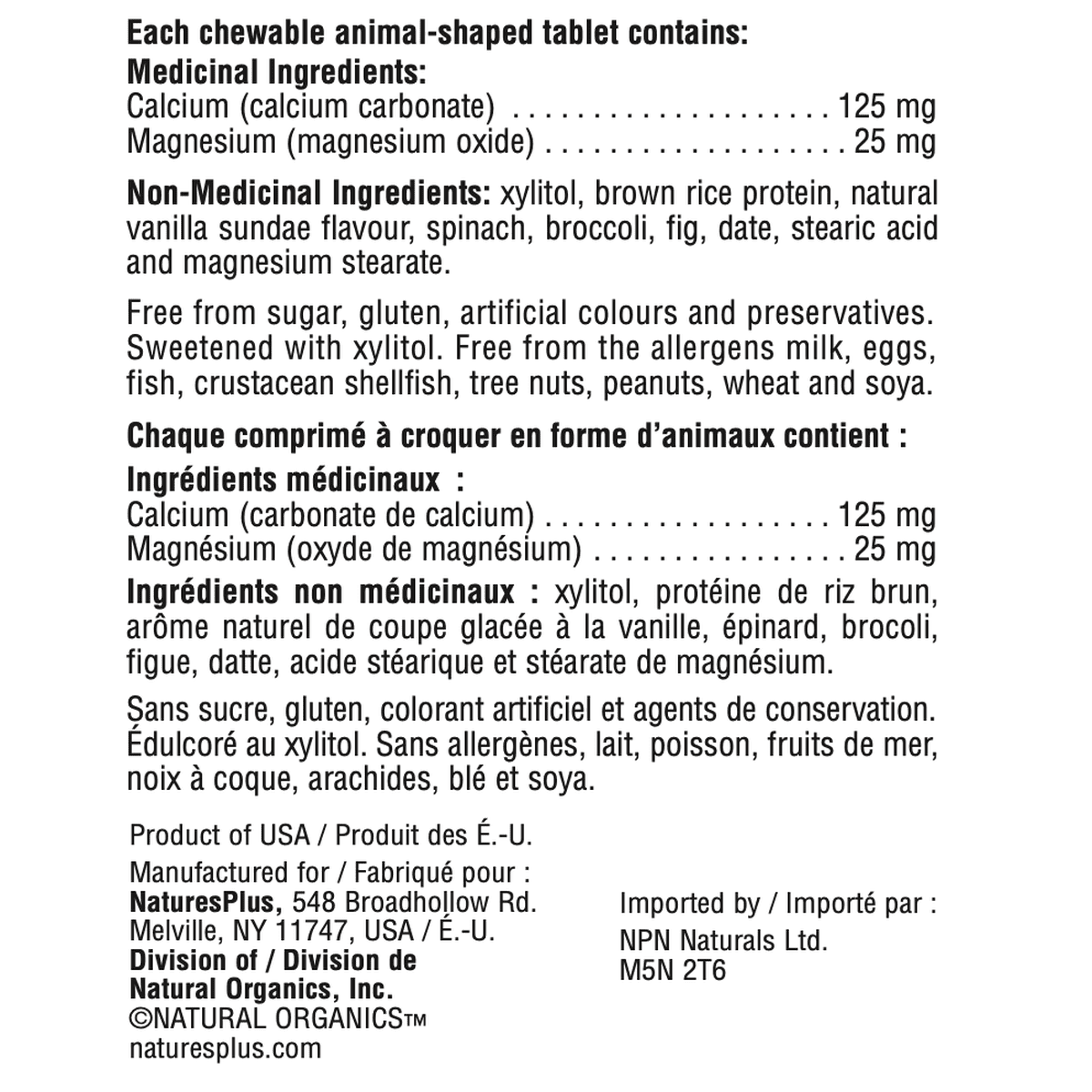 Animal Parade Sugar-Free Calcium Children‚ Chewables Natures Plus