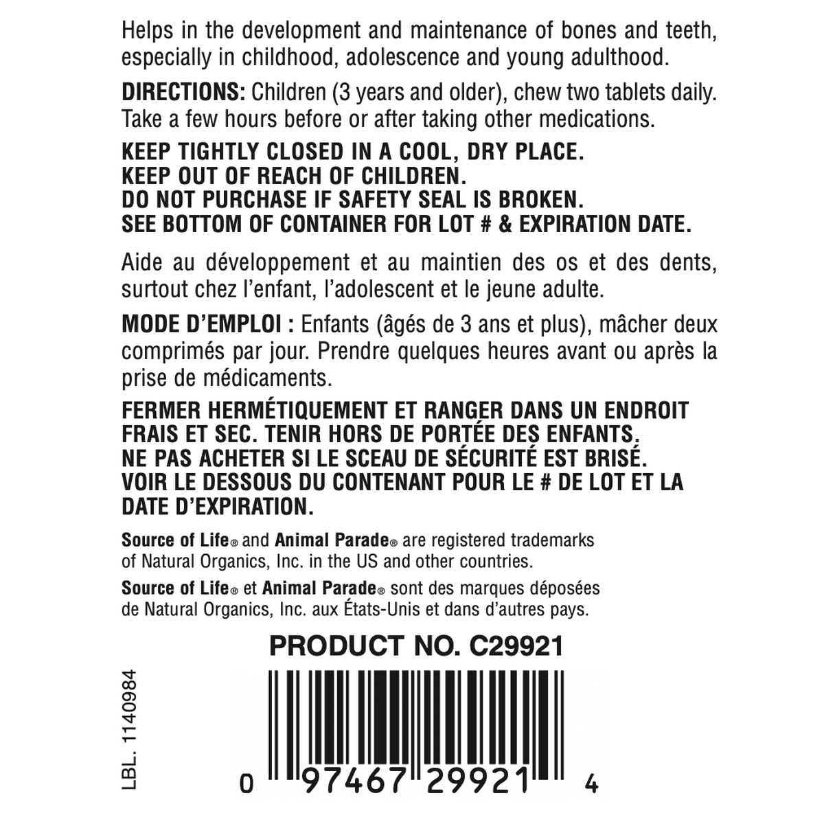 Animal Parade Sugar-Free Calcium Children‚ Chewables Natures Plus