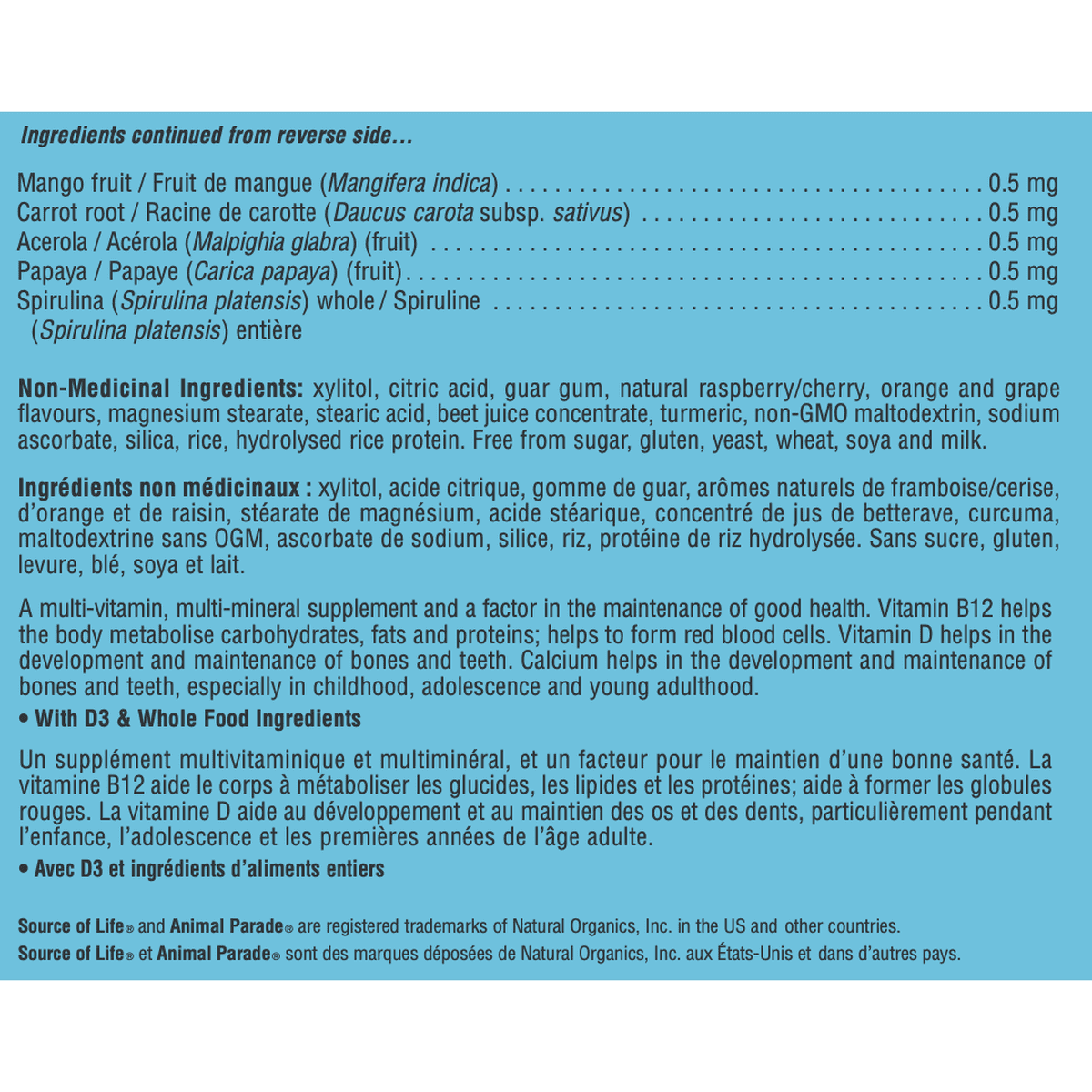 Animal Parade Sugar Free Chidren's Chewable Multivitamin & Mineral Supplement with Whole Food Concentrates  Natures Plus