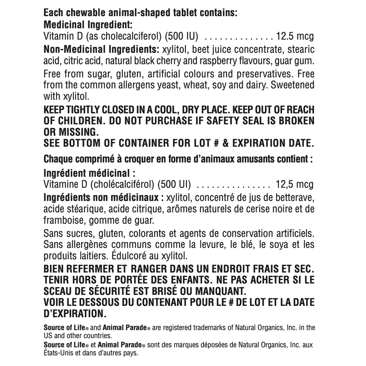 Animal Parade Sugar Free Vitamin D3, Children's Chewables, Black Cherry  Natures Plus