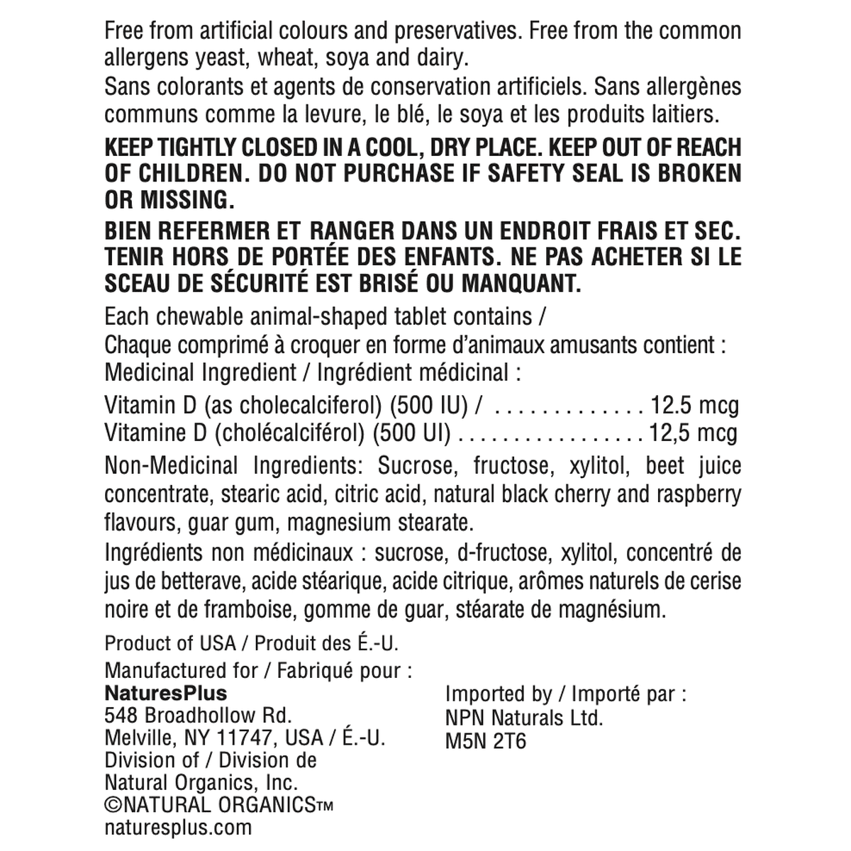 Animal Parade Vitamin D3, Children's Chewables, Black Cherry  Natures Plus