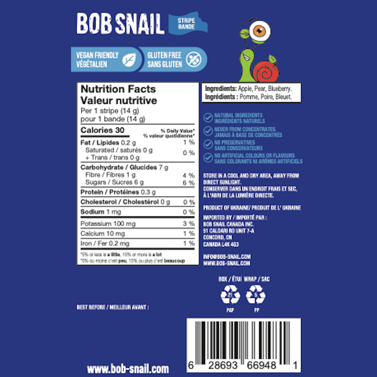 Apple-Pear-Blueberry Stripes  Bob Snail