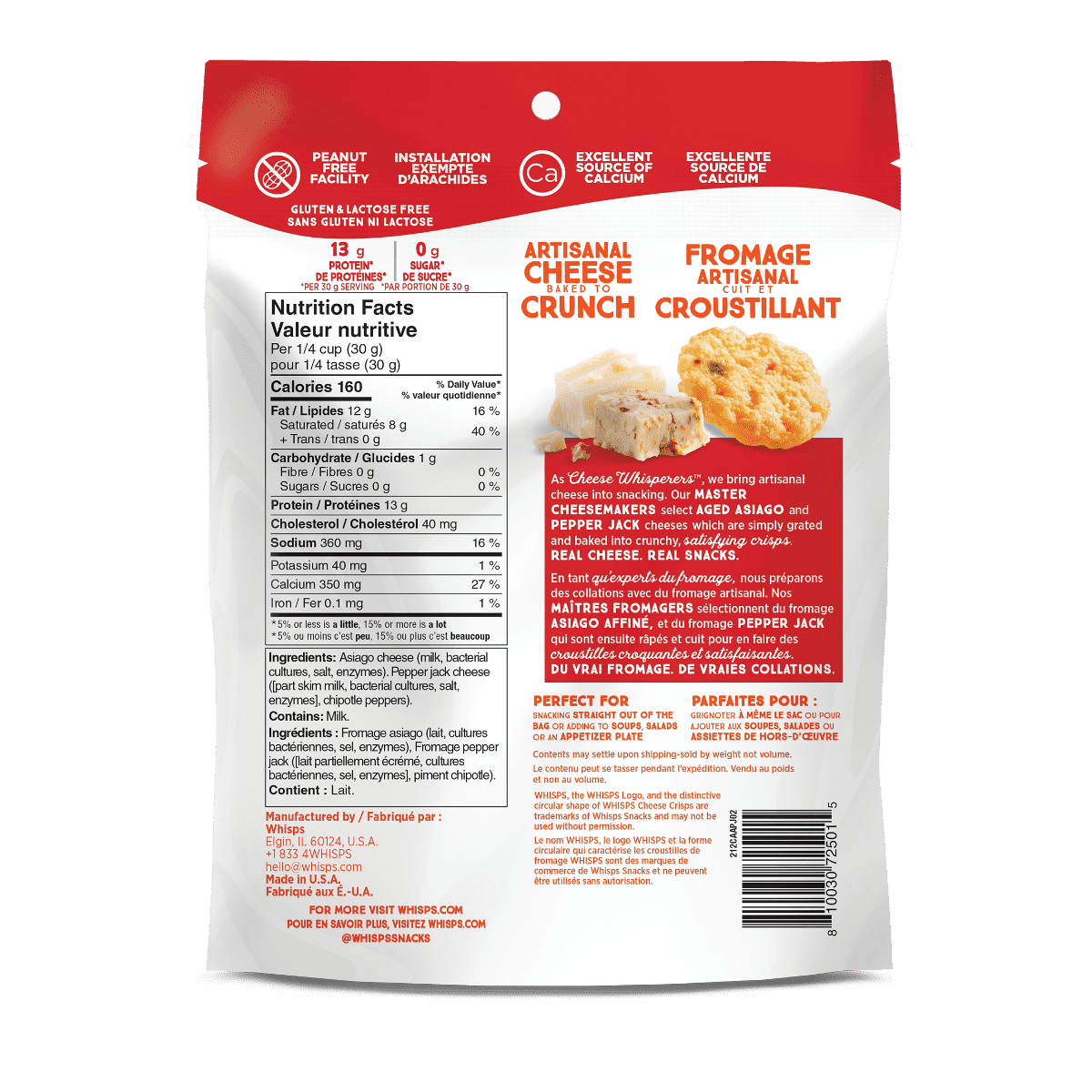 Asiago Pepper Cheese Crisps  WHISPS