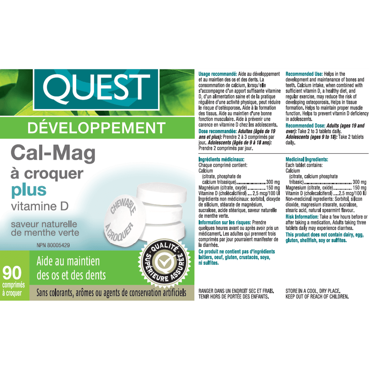 Chewable Cal-Mag + Vitamin D  Quest - The Quest For Health