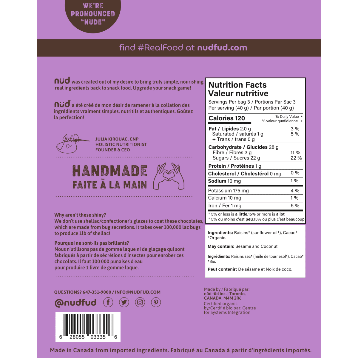 Chocolate Covered Raisins  Nud Fud