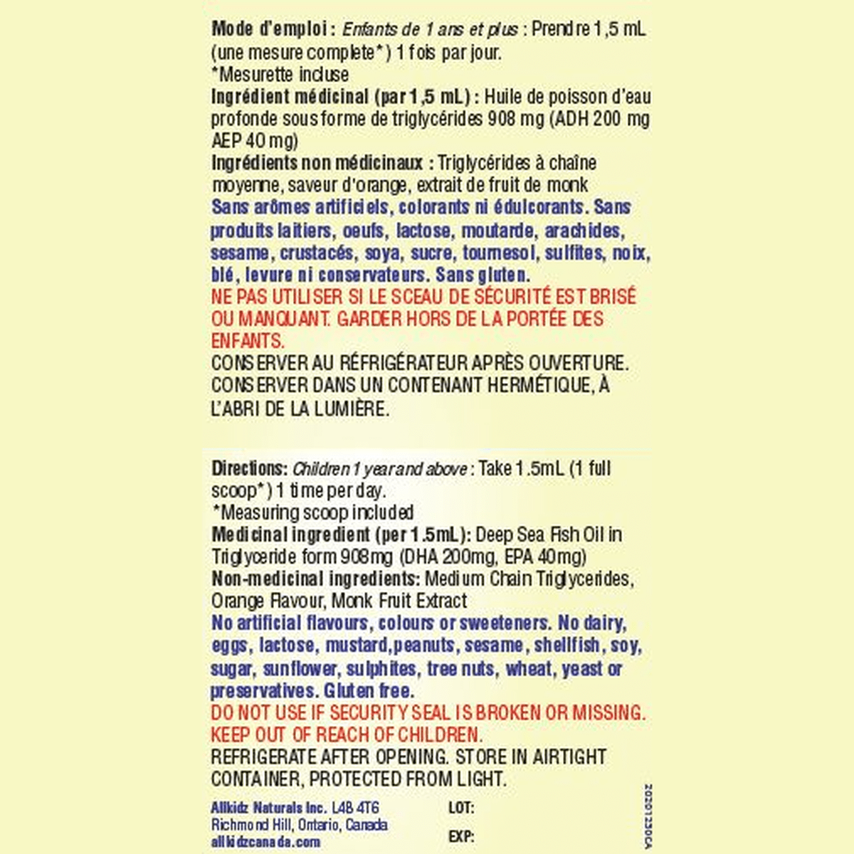 DHA Fish Smart  allKiDz Naturals Inc.