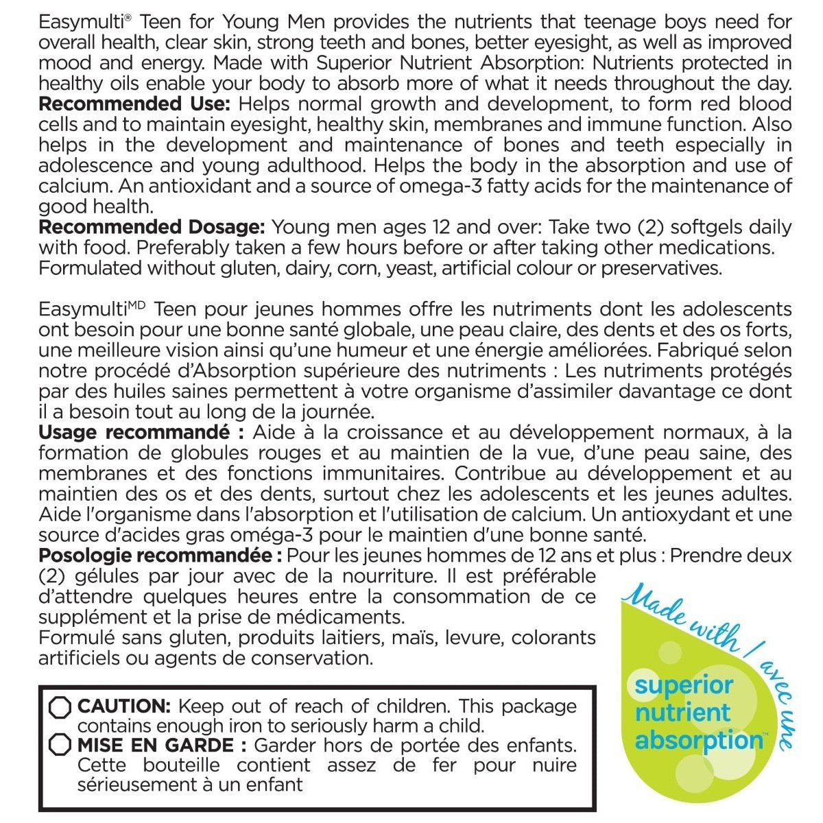 Easymulti Teen For Young Men  Platinum Naturals