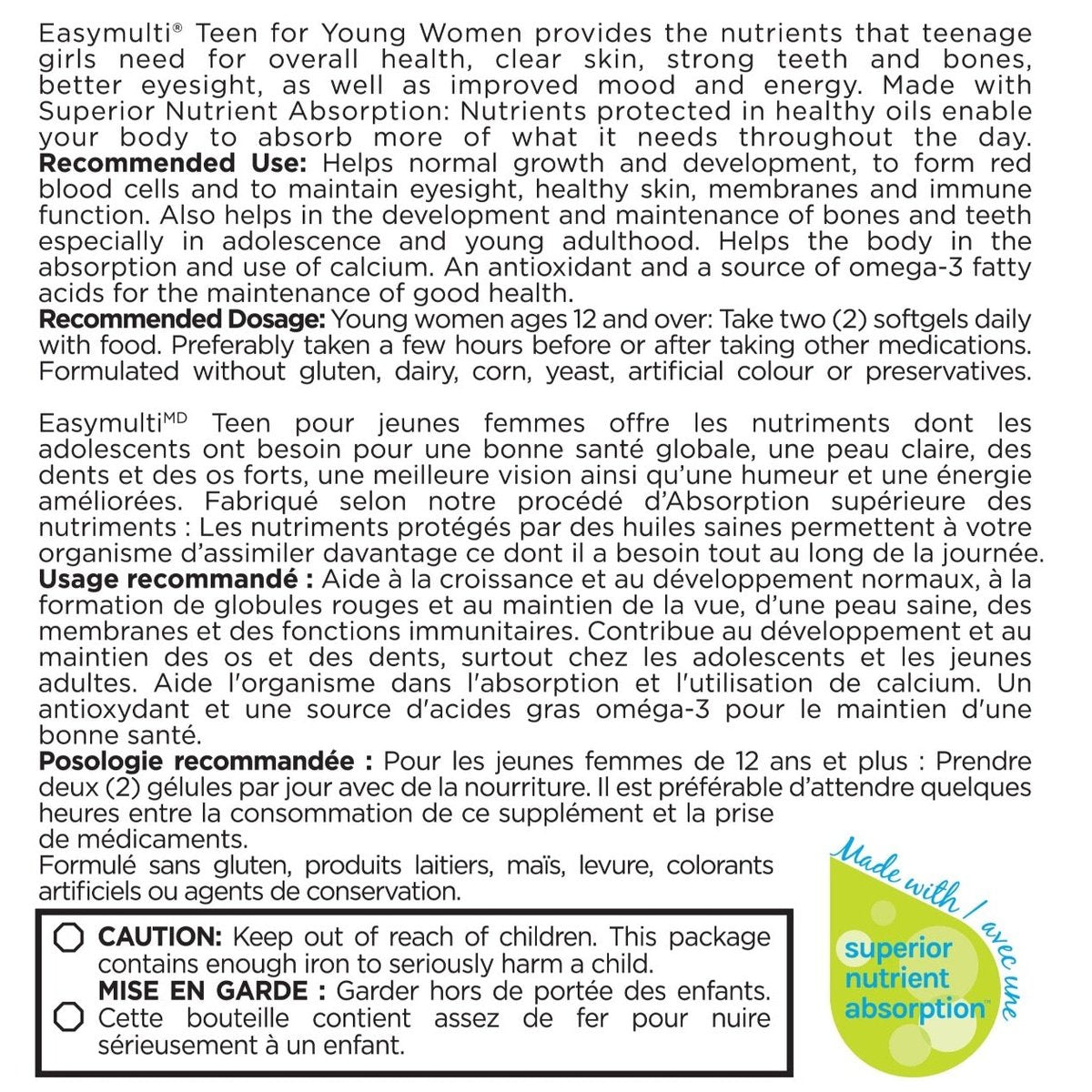 Easymulti Teen For Young Women  Platinum Naturals