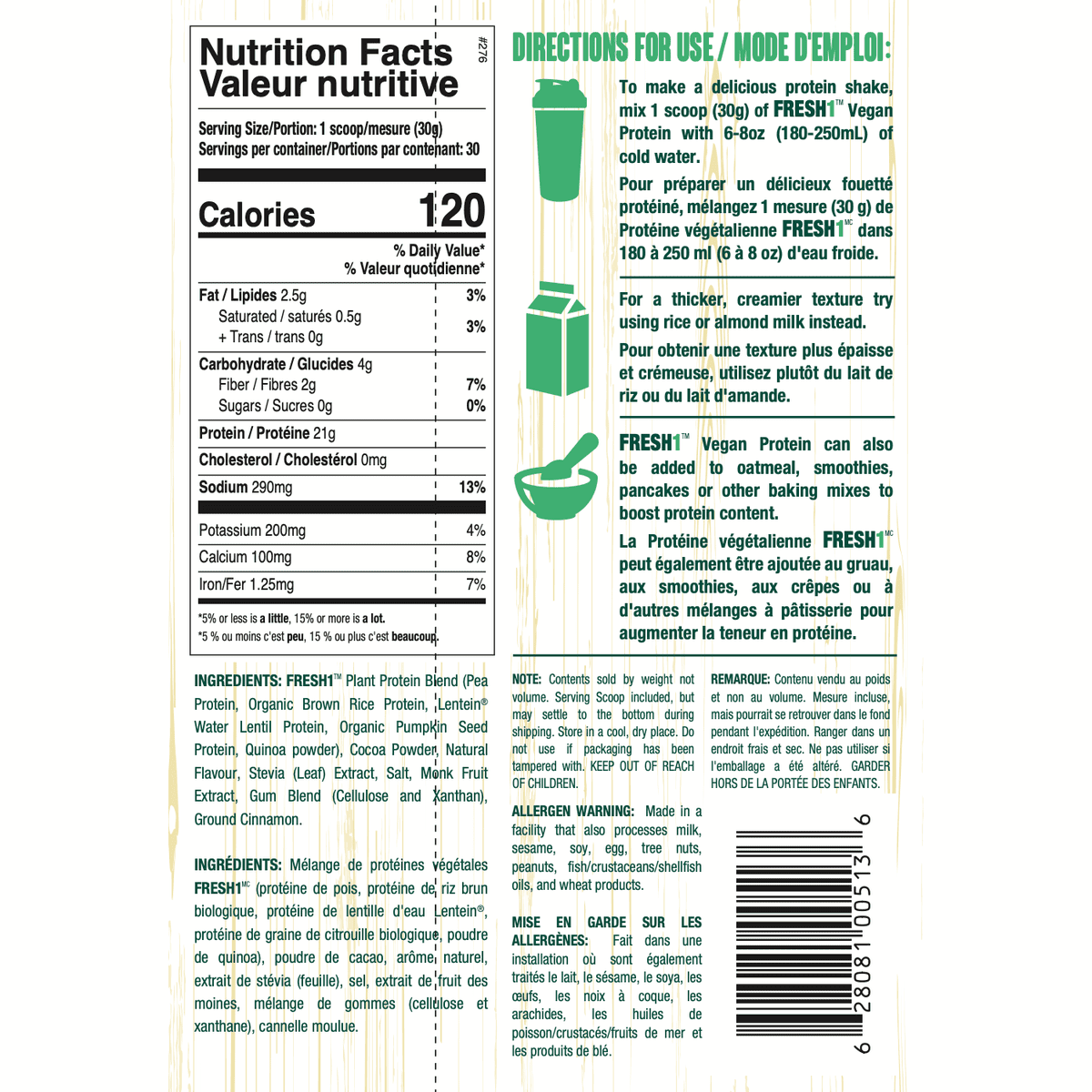FRESH1 Vegan Protein Chocolate Hazelnut  ANS Performance