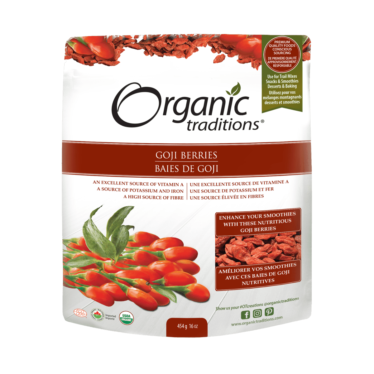 Goji Berries  Organic traditions 454g