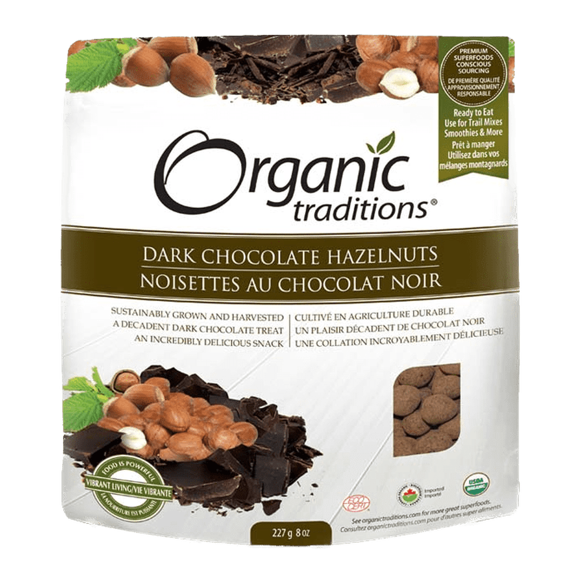 Hazelnuts, Dark Chocolate  Organic traditions 227g