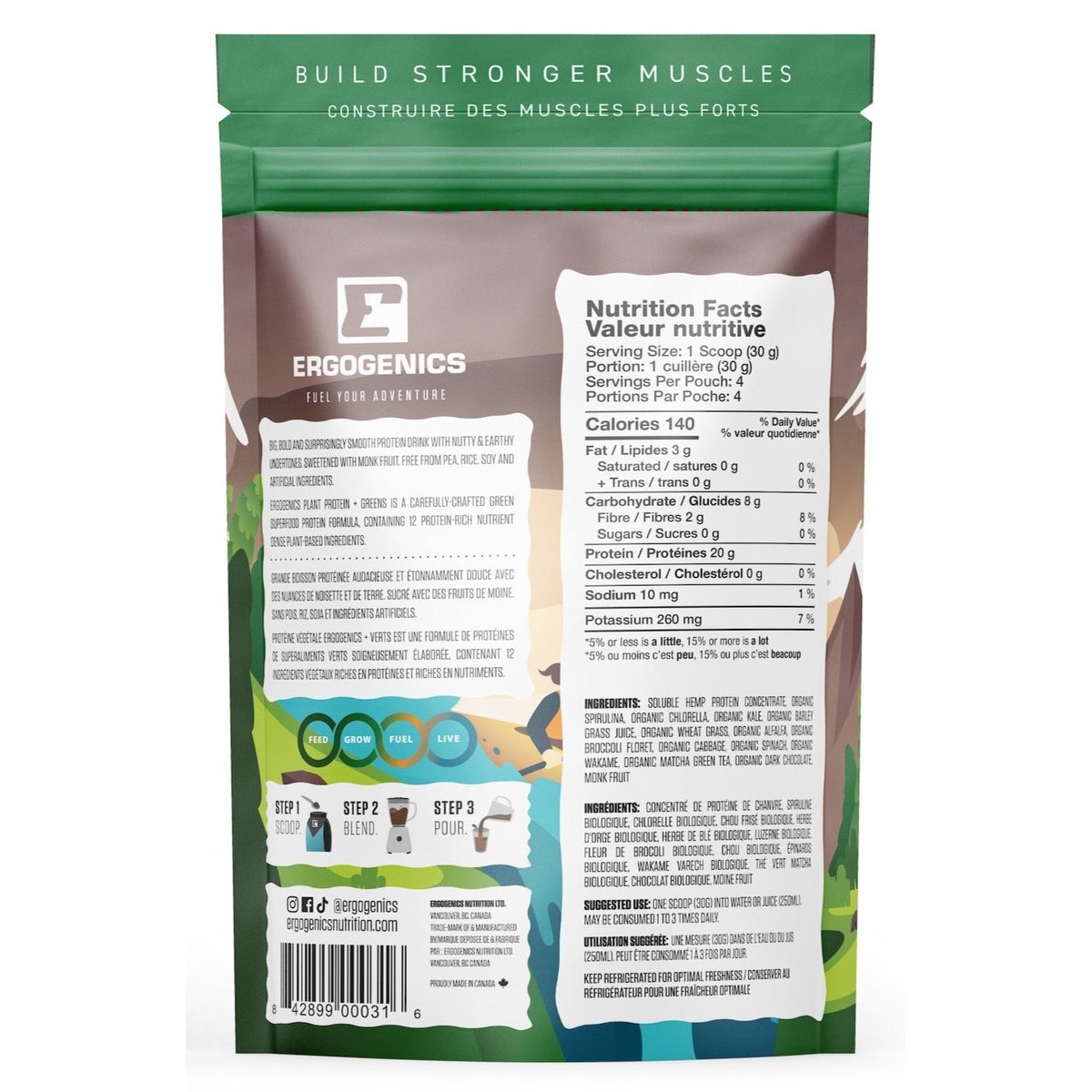 Hemp Protein+Greens - Chocolate  Ergogenics Nutrition