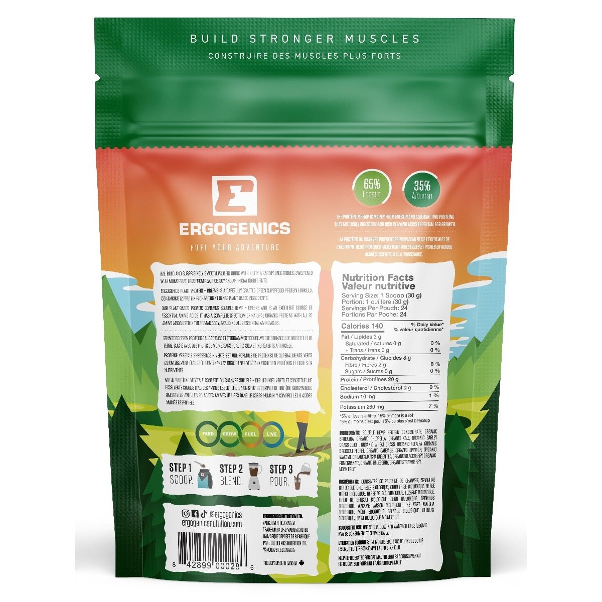 Hemp Protein+Greens - Mixed Berries  Ergogenics Nutrition