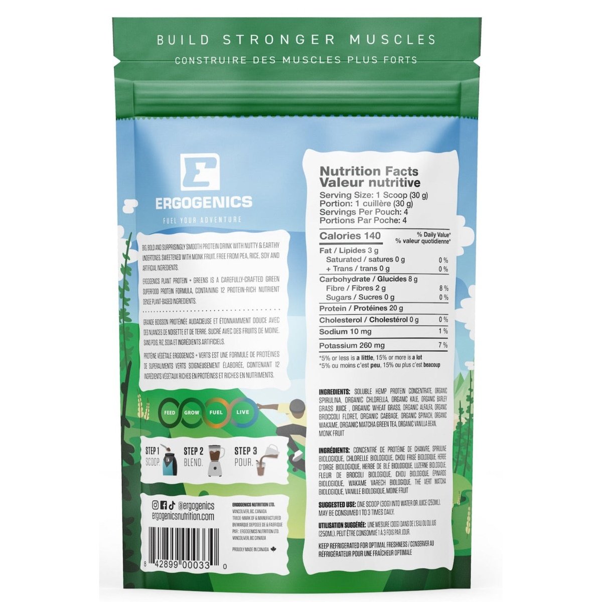 Hemp Protein+Greens - Vanilla  Ergogenics Nutrition