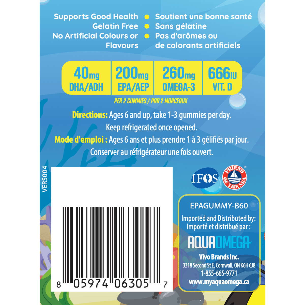 High EPA Kids Gummies, Blueberry  AQUAOMEGA