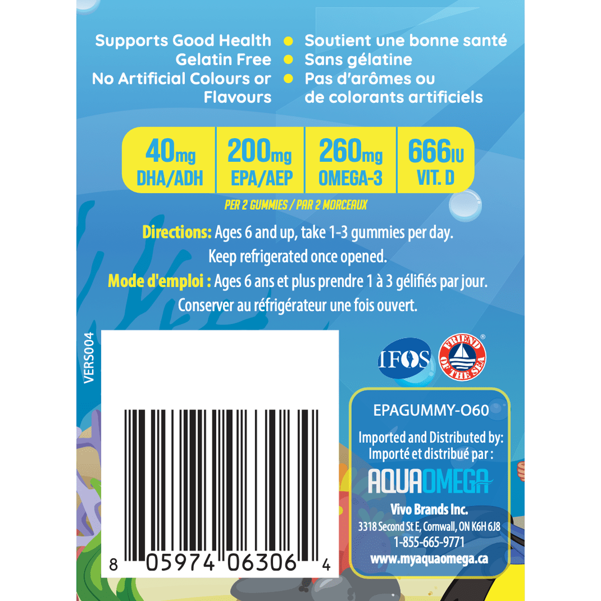 High EPA Kids Gummies, Orange  AQUAOMEGA