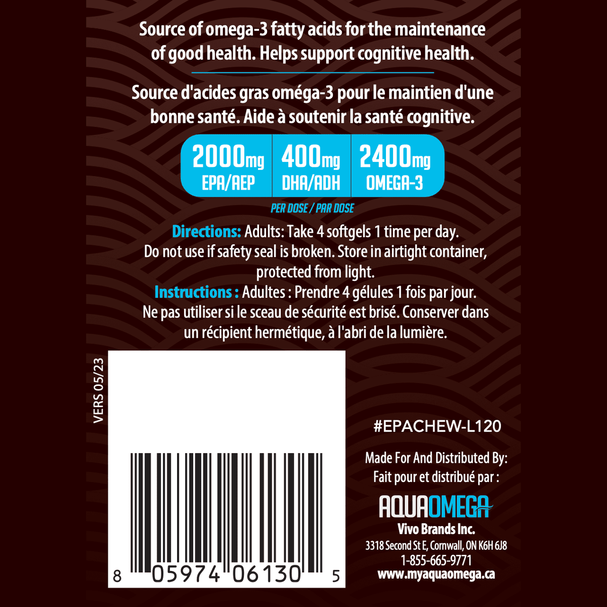 High EPA Omega 3 Chewables, Lemon  AQUAOMEGA