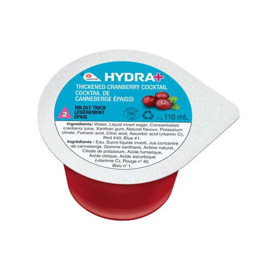 Hydra+ Thickened Cranberry Cocktail IDDSI 2  Lassonde Hydra+ 24 X 118 mL