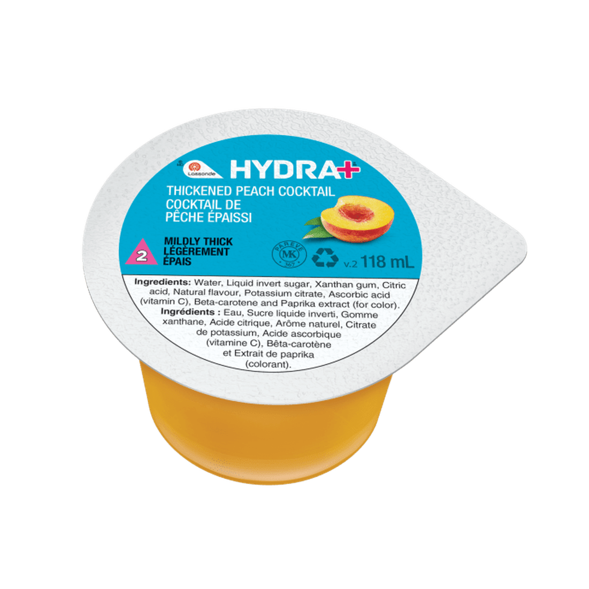 Hydra+ Thickened Peach Cocktail IDDSI 2  Lassonde Hydra+ 24 X 118 mL