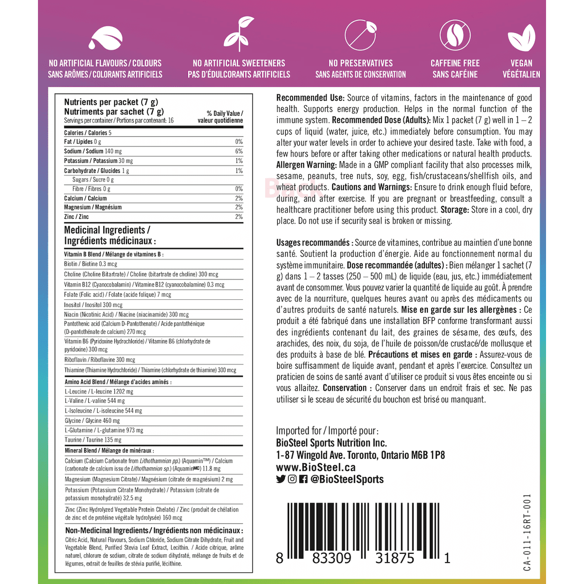 Hydration Mix Rainbow Twist  BioSteel Sports Nutrition Inc.