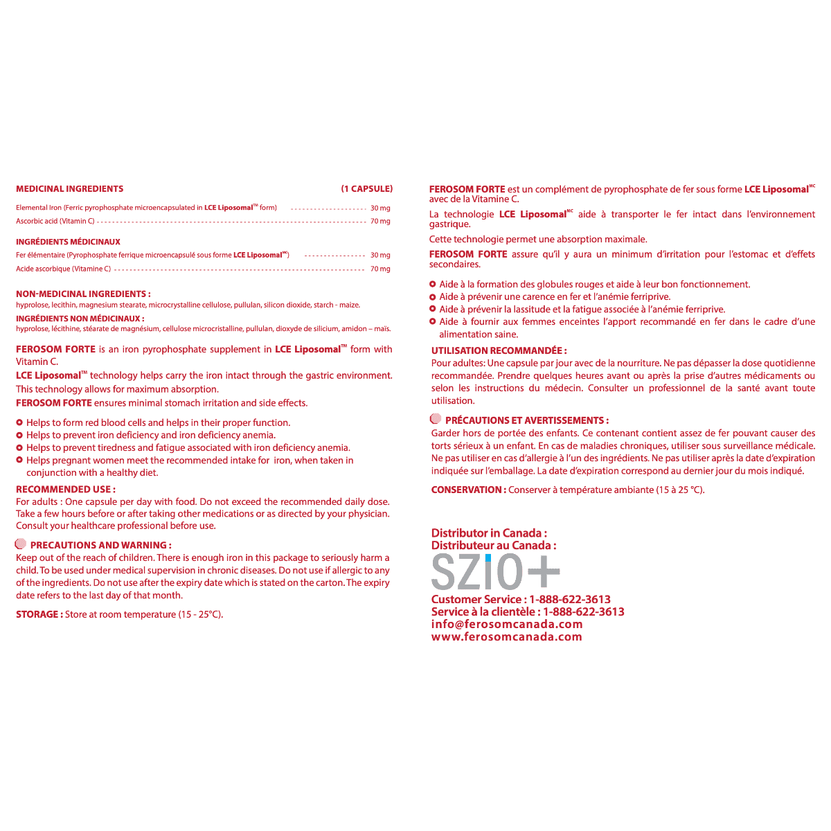 LCE Liposomal Iron  Ferosom Forte