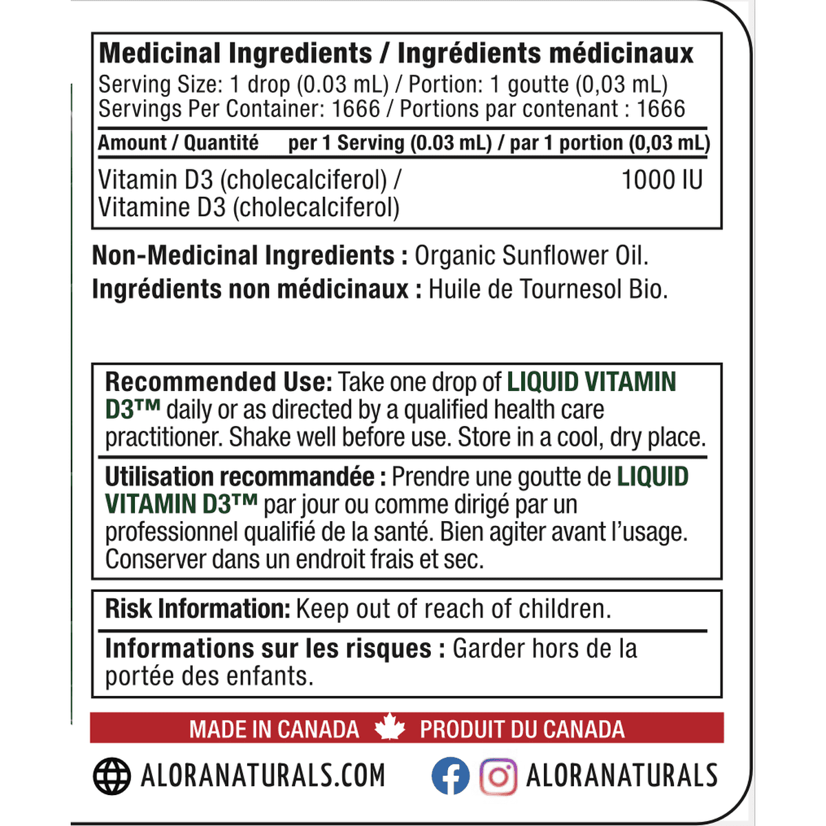 Liquid Vitamin D3  Alora Naturals