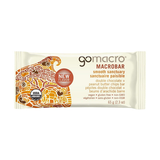 MACROBAR Smooth Sanctuary Double Chocolate + Peanut Butter Chip Bar  GoMacro