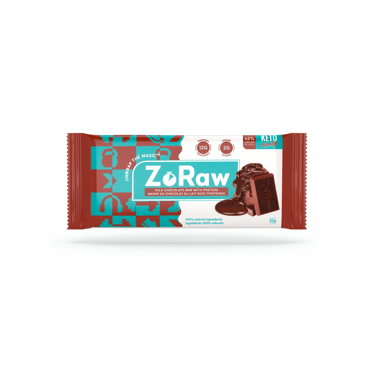 Milk Chocolate Bar with Protein ZoRaw Chocolates