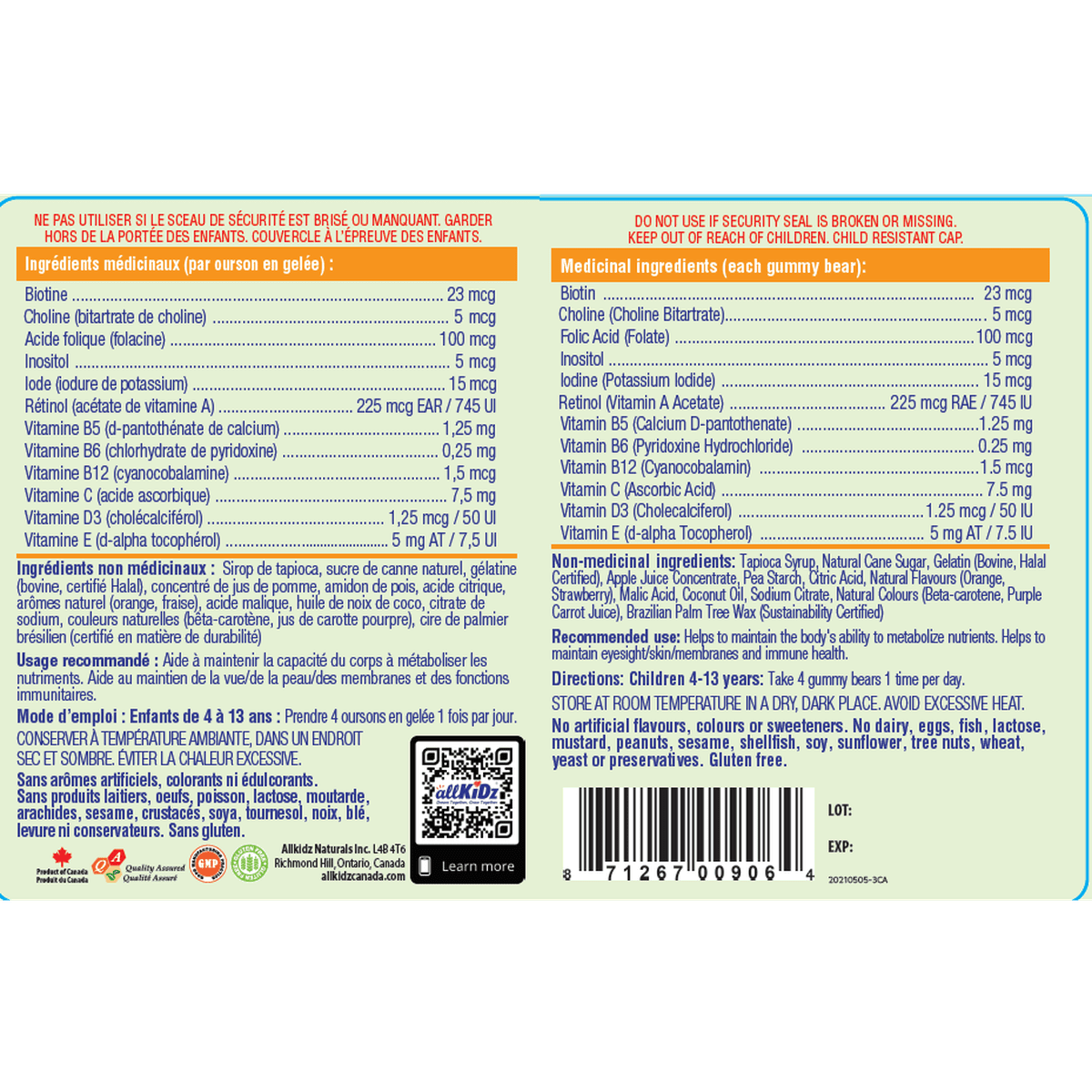 Multi Gummy Bears  allKiDz Naturals Inc.