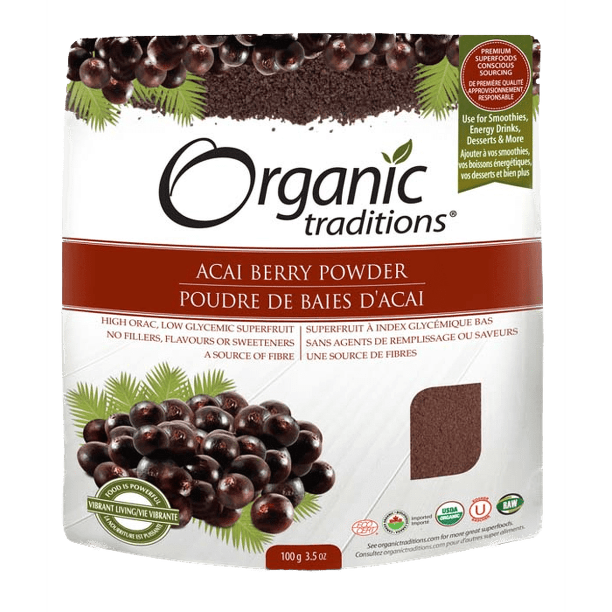 Organic Acai Berry Powder Cold Dried Organic traditions
