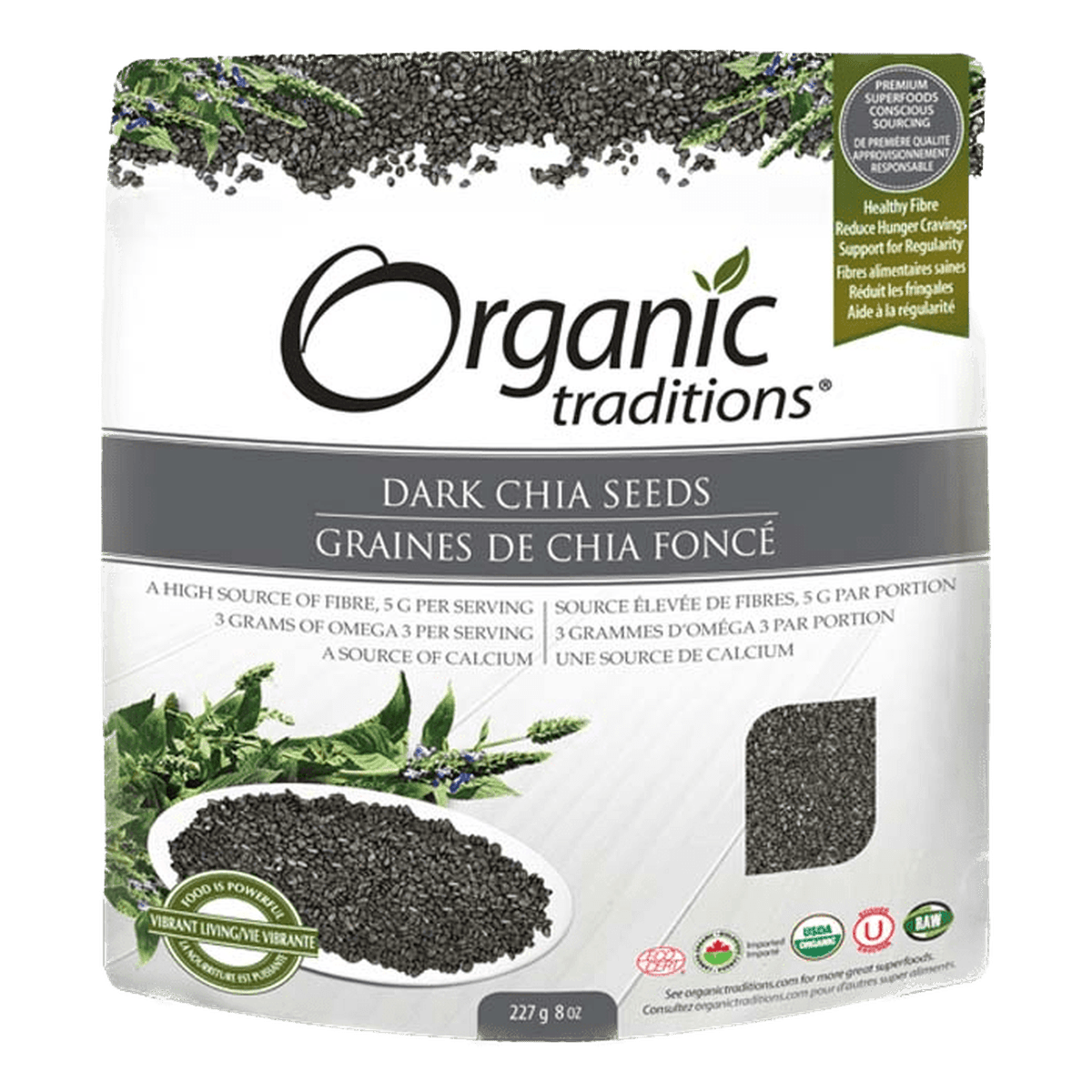 Organic Dark Chia Seeds  Organic traditions 227g