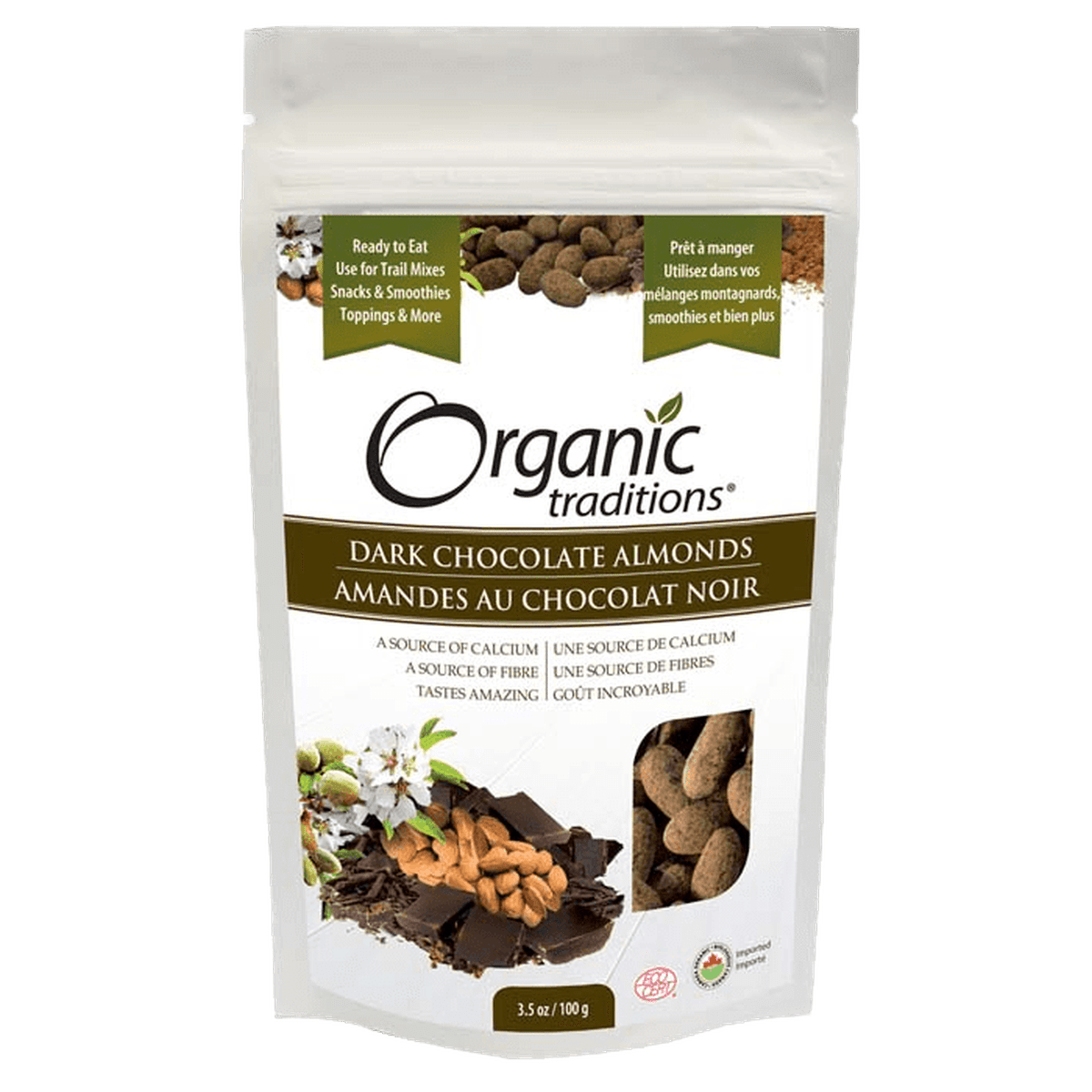 Organic Dark Chocolate Covered Almonds  Organic traditions 100g