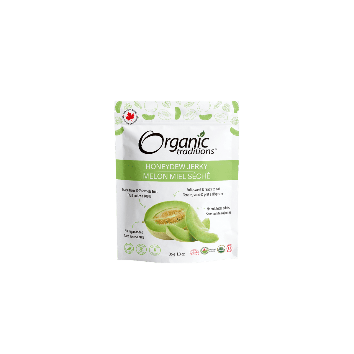 Organic Honeydew Jerky  Organic traditions 36g