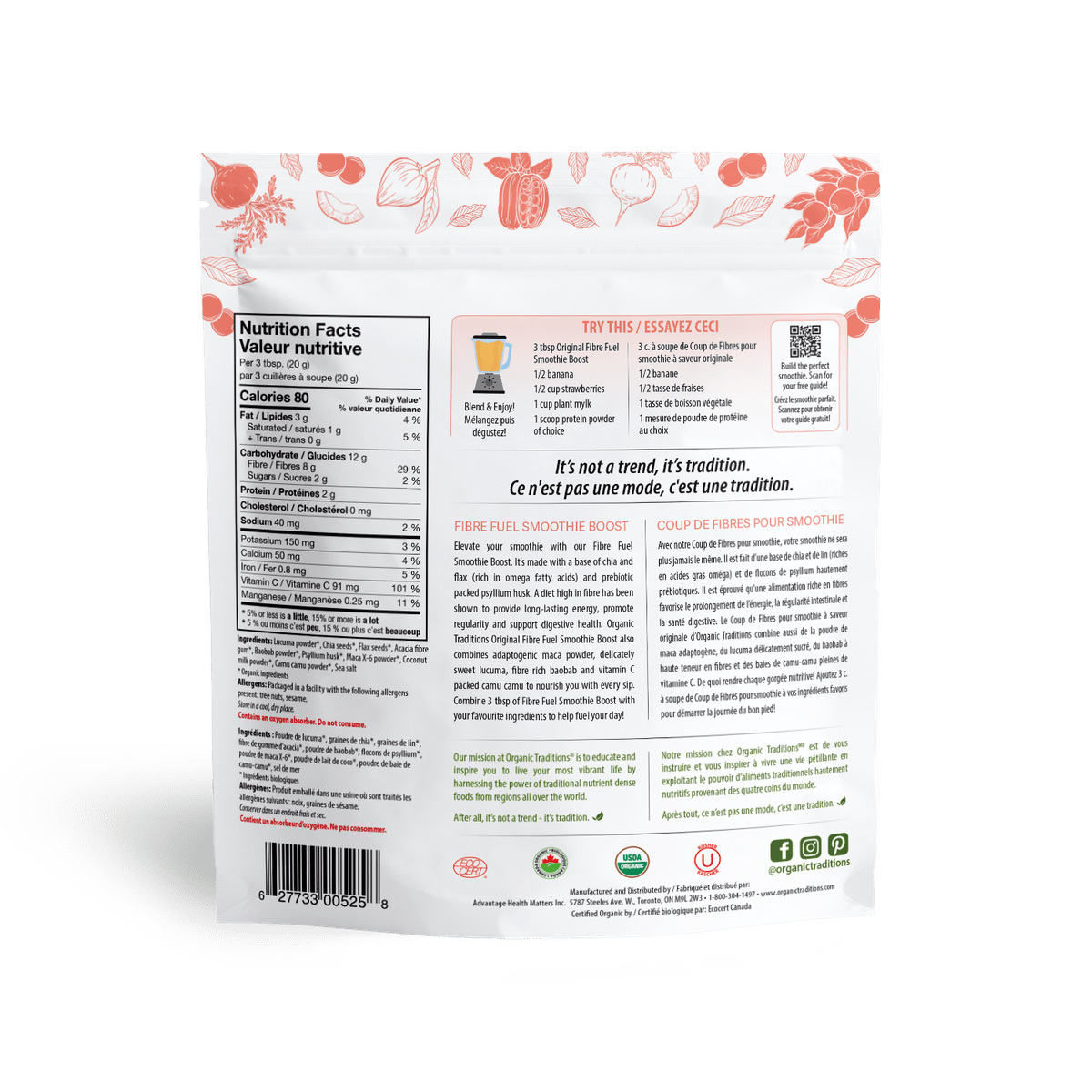 Organic Original Fibre Fuel Smoothie Boost  Organic traditions