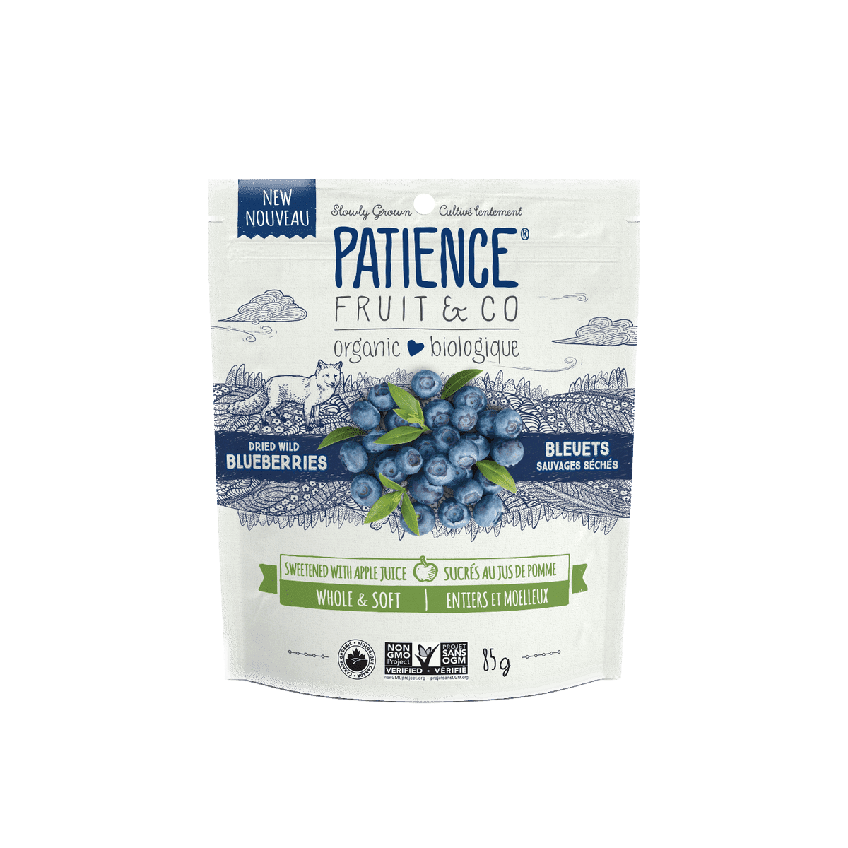 Organic Whole Wild Dried Blueberries Sweetened with Apple Juice  Patience Fruit & Co.