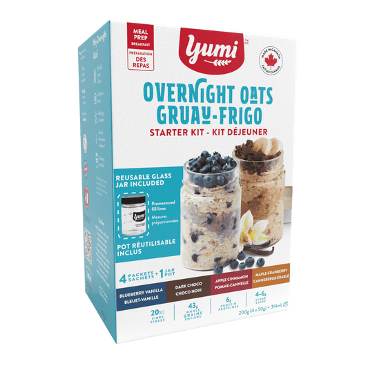 Overnight Oats Breakfast Kit (4 flavours, jar included)  Yumi Organics