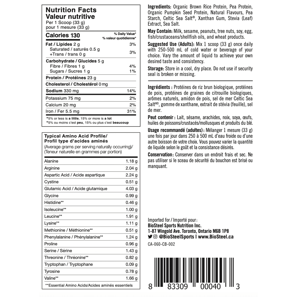 Plant-Based Protein Cinnamon Bun  BioSteel Sports Nutrition Inc.