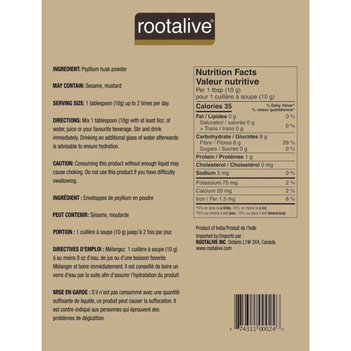 Psyllium Husk Powder  Rootalive Inc.