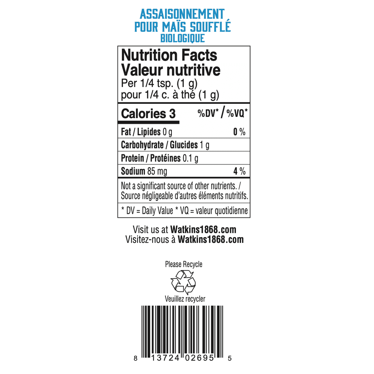 Ranch Popcorn Seasoning  Watkins Co.