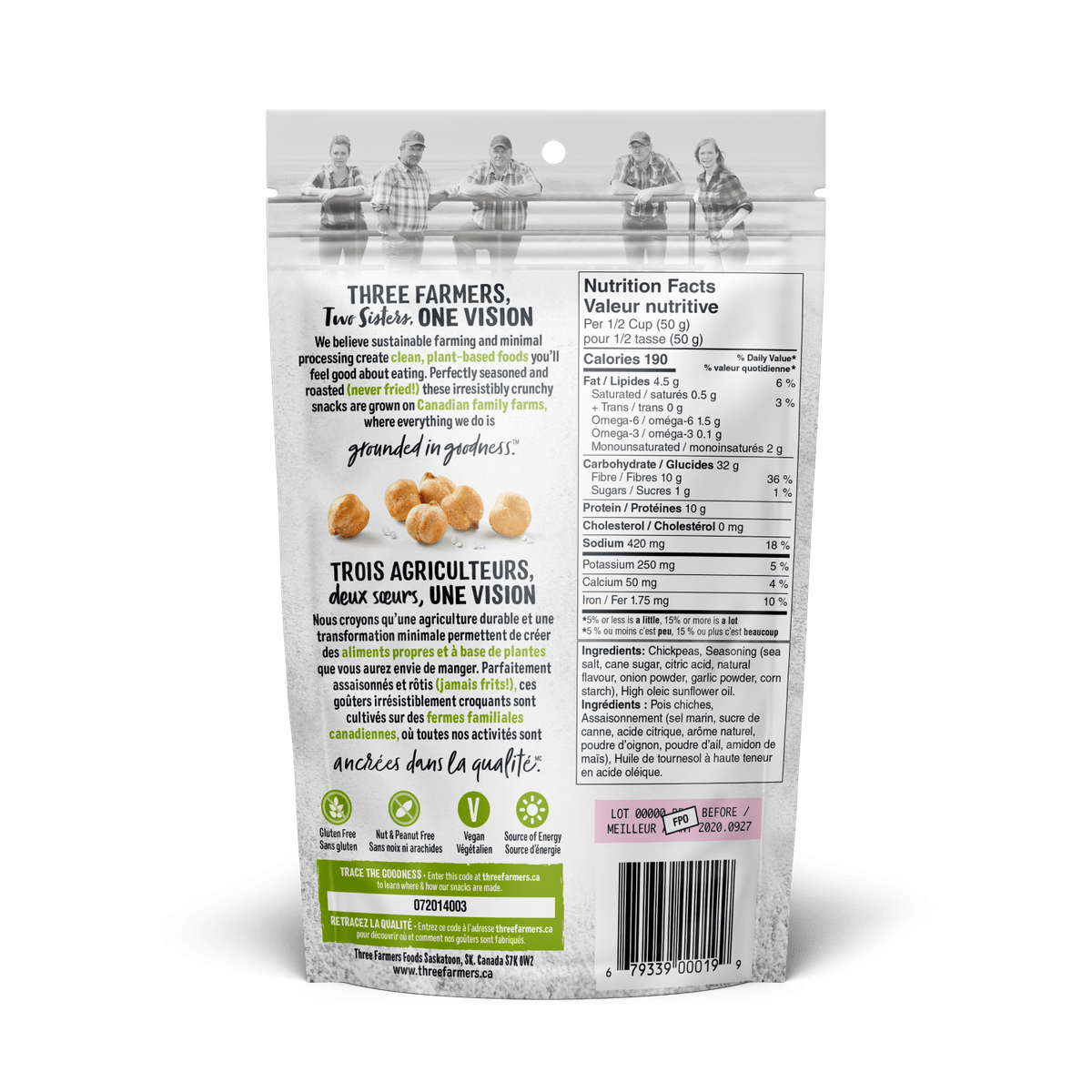 Roasted Chickpeas - Sea Salt & Lime  Three Farmers