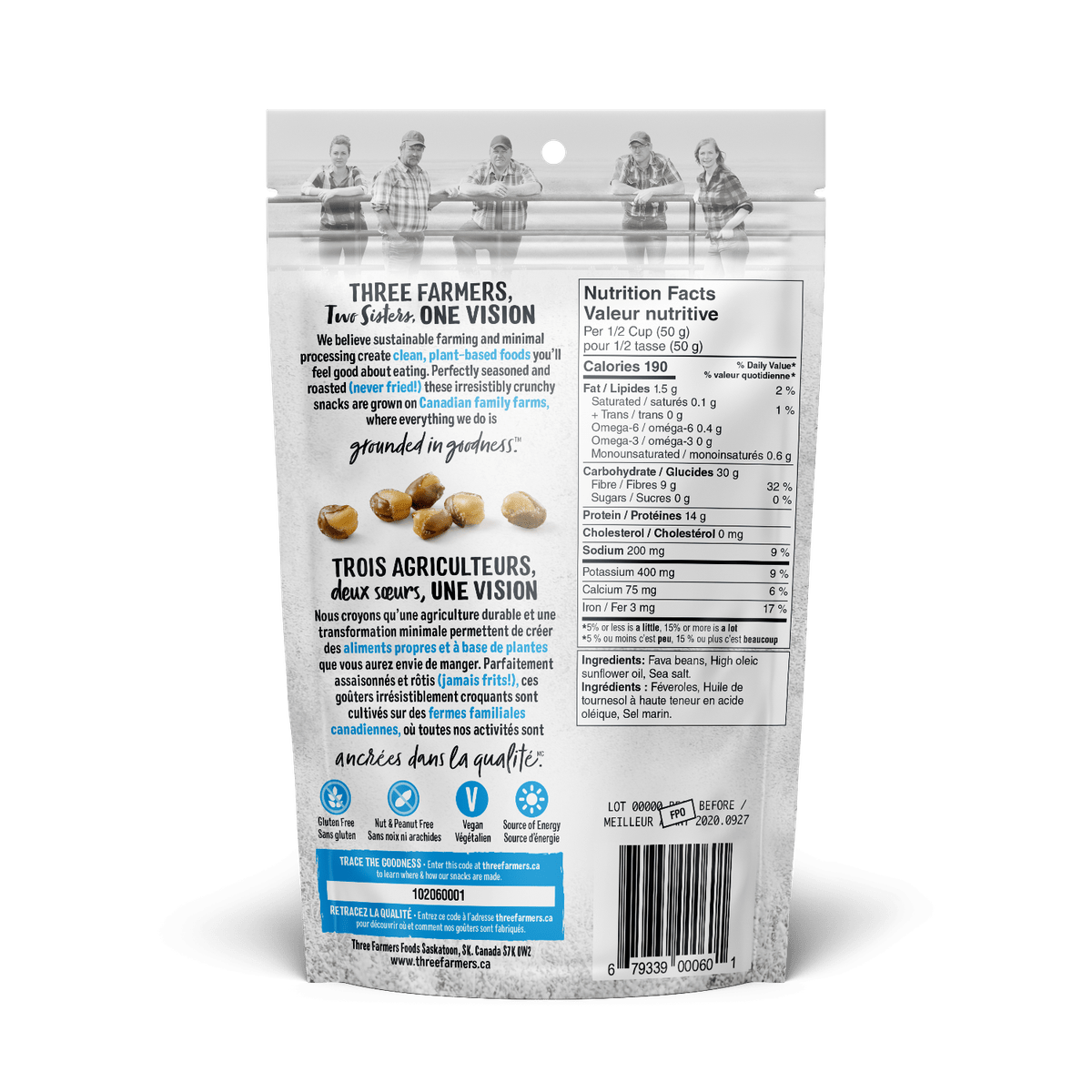 Roasted Fava Beans - Sea Salt  Three Farmers