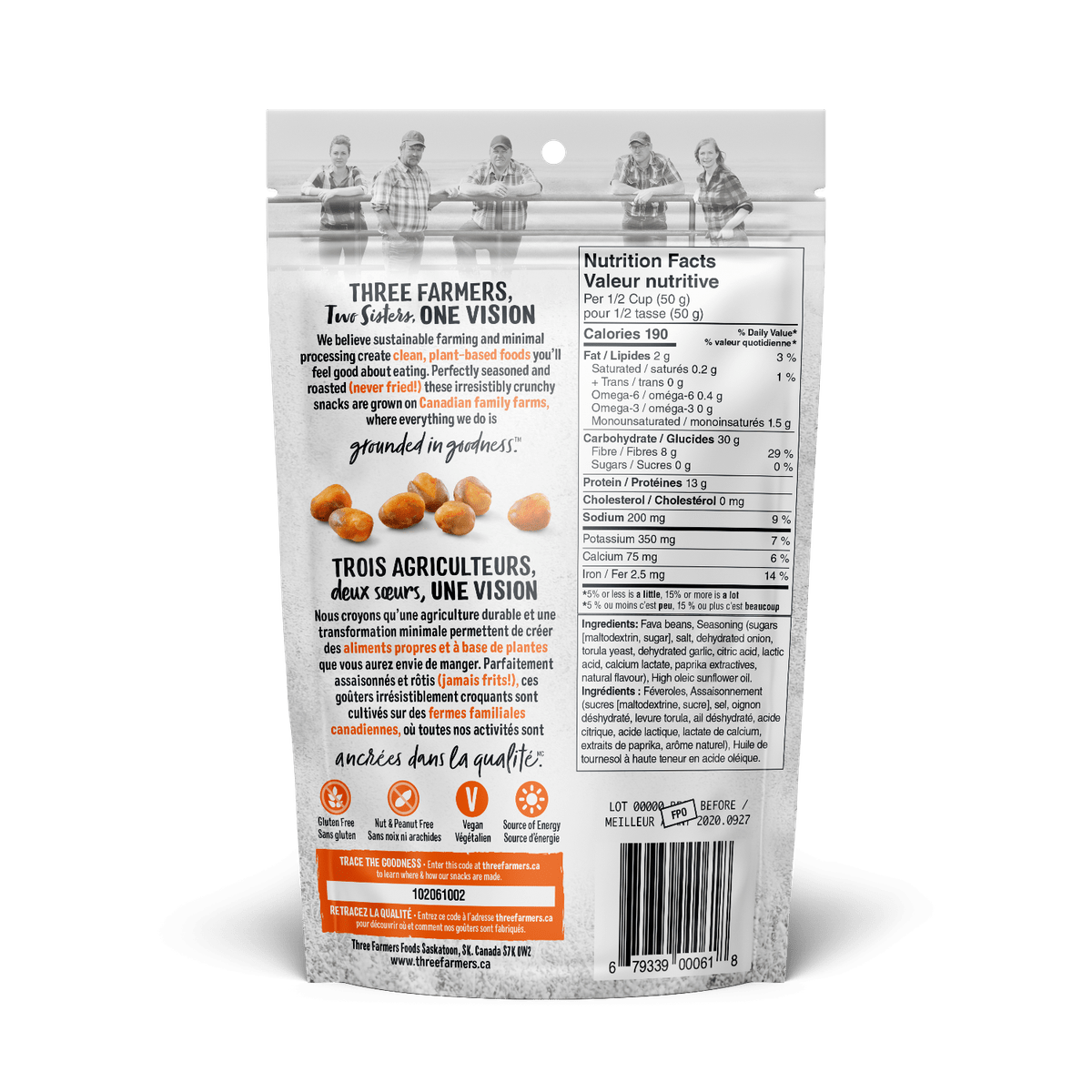 Roasted Fava Beans - Zesty Cheddar  Three Farmers