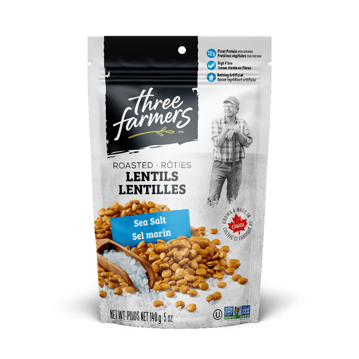 Roasted Lentils - Sea Salt  Three Farmers