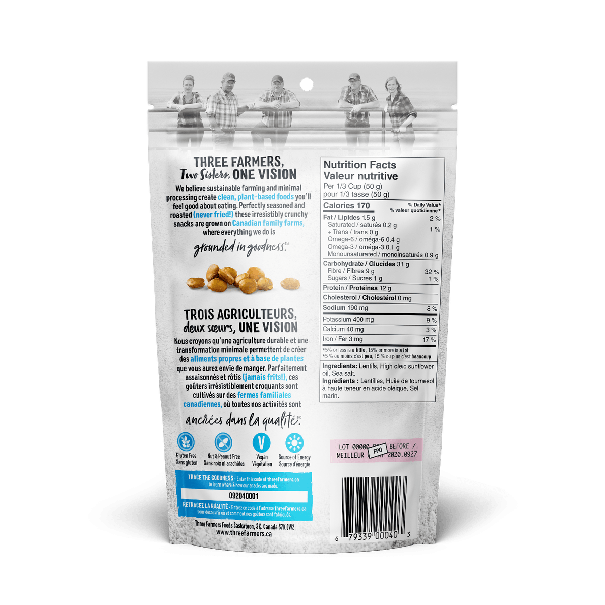 Roasted Lentils - Sea Salt  Three Farmers