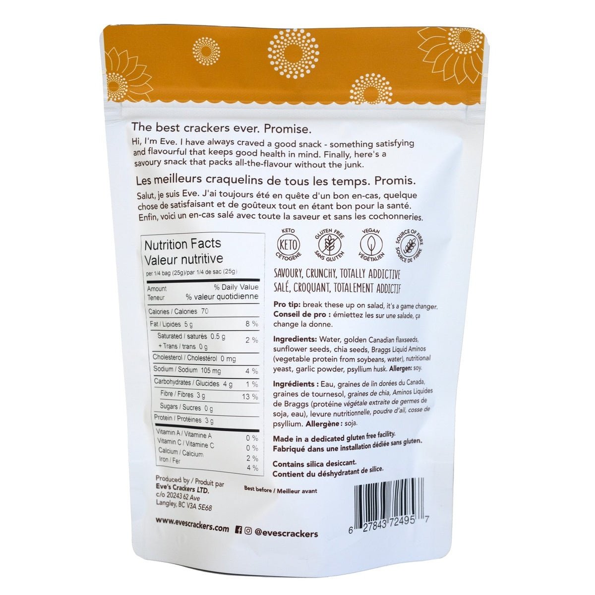 Savoury Sunflower  Eve's Crackers